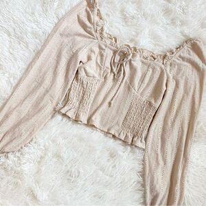 Cream Eyelet Bohemian Crop Top